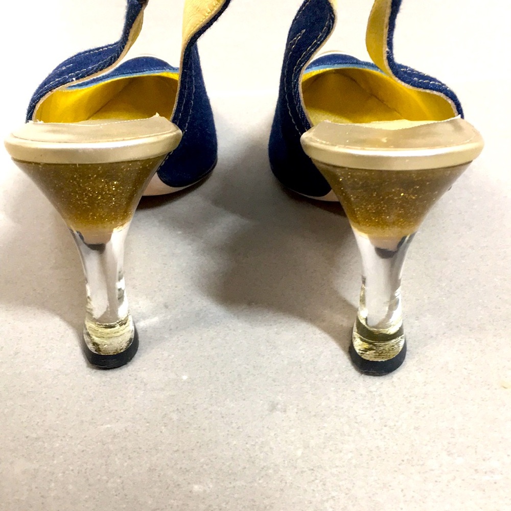 NWB ESCADA Denim Gold Heels Wowsa!!! - Picture 4 of 15